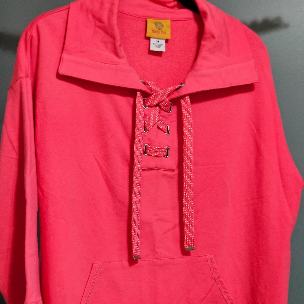 Ruby Rd Coral Pink Tie Front Sweatshirt